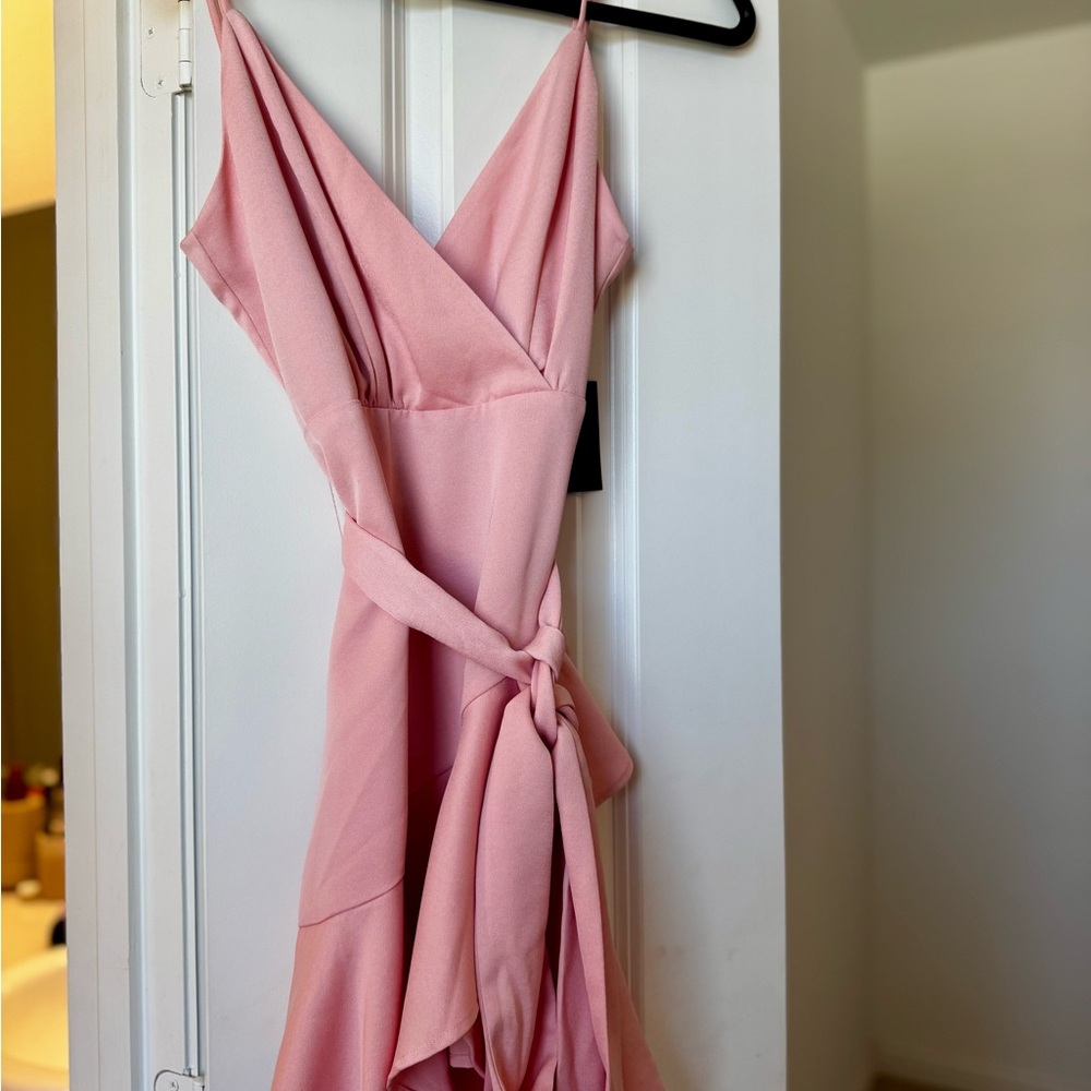 NBD Blush Asymmetrical Wrap Dress - Picture 2 of 5